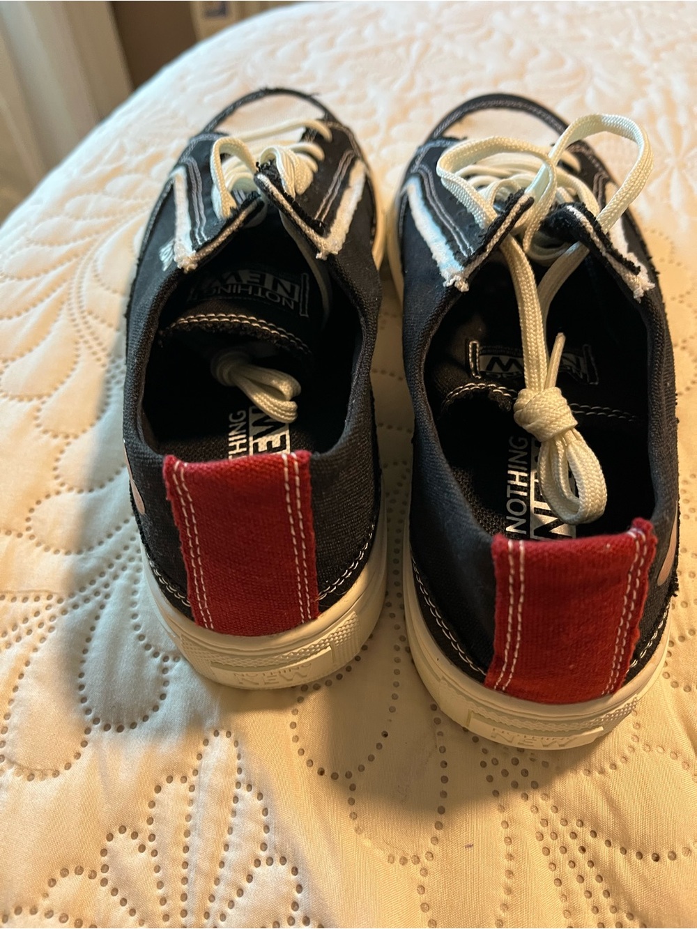 Brand Nee Women’s Low-Top Canvas Sneakers in Black and Red - Lace-Up Casual